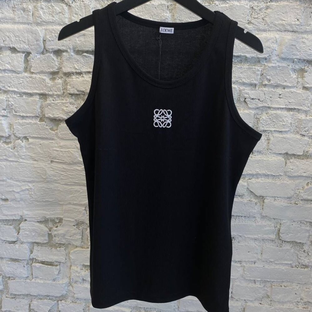Nwt Loewe Women Black Cotton Knit Tank Top